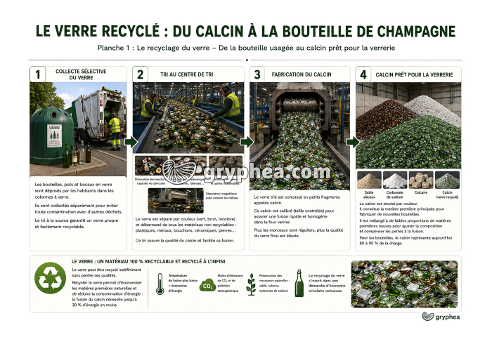 Le recyclage du verre - De la bouteille usagée au calcin - gryphea.org